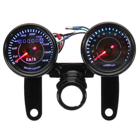 universal led motorcycle black tachometerodometer speedometer gauge  bracket alexnldcom