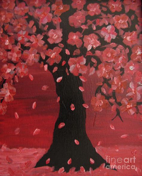 Pink Cherry Blossom Tree Design Art Painting By Adri Turner