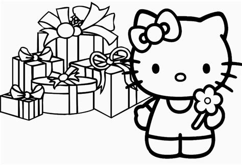 kitty happy birthday coloring pages