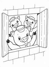 Porcellini Colorare Pigs Three Cochons sketch template