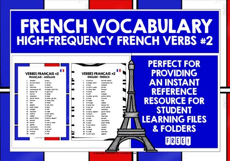 french verbs list freebie  teaching resources