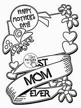 Mother Coloring Mothers Pages Card Drawing Kids Mom Ever Printable Colouring Cartoon Printables Drawings Queen Hearts Color Cards Print Wuppsy sketch template