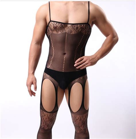 2021 man sexy lingerie bodystocking latex catsuit crotchless lingerie