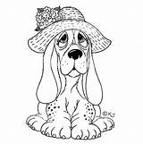 Coloring Basset Dog Pages Hound Kids Adult Colouring Dogs Sad Cats Cute Hat Animal Puppy Printable Printables Color Print Decoplage sketch template
