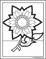 Coloring Pages Flowers Spring Flower Geometric Fall Sunflower sketch template