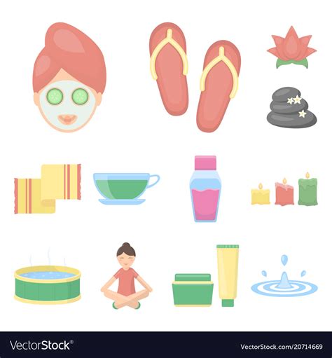 spa salon  equipment cartoon icons  set vector image