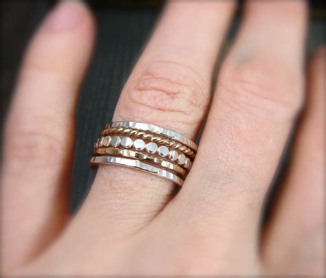The Gathering … Stackable Rings Mixed Metal Stacking Ring Set