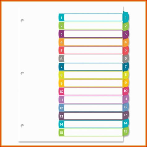 avery  tab divider template