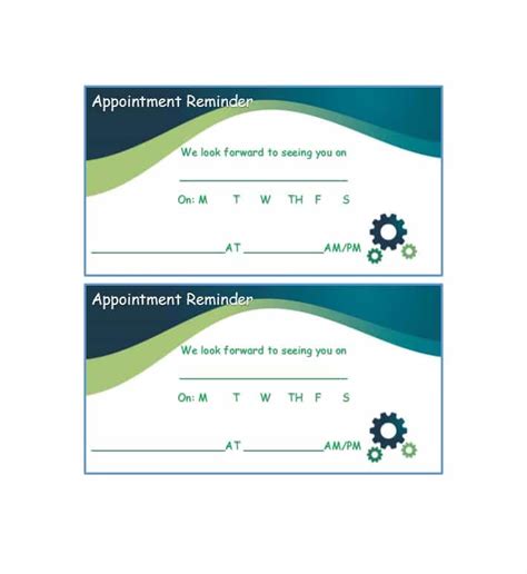 appointment cards templates appointment reminders