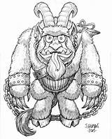 Krampus Coloring Pages Christmas Cuddle Color Don Warpo Retro Line Cthulhu Dark sketch template