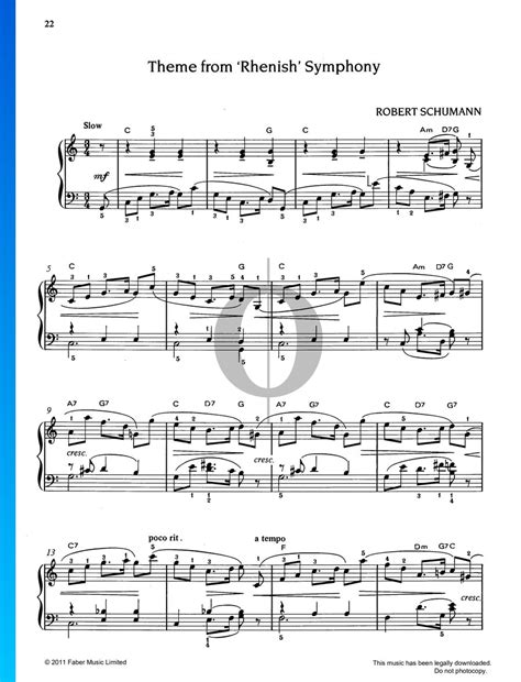 theme rhenish symphony sheet  piano solo oktav