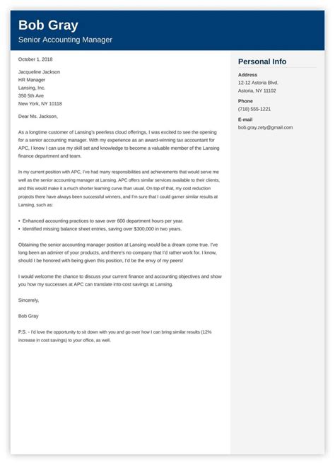 accounting cover letters sample