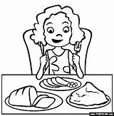 Dinner Coloring Pages Easter Eating Table sketch template
