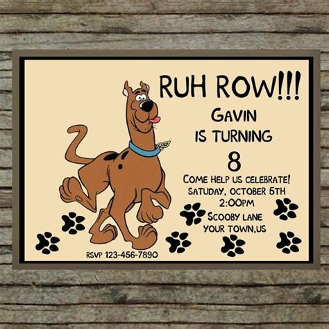 scooby doo diy custom order birthday invitation scooby doo birthday