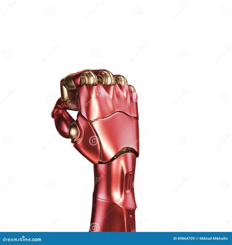 hand   iron man red  gold coloring  rendering template