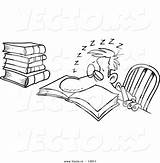 Cartoon Tired Sleeping School Man Over Outline Coloring Book Vector Version His Study Ron Leishman Royalty sketch template