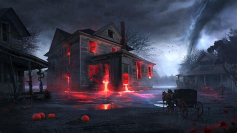 Spooky Halloween House Wallpaper Hd Fantasy 4k Wallpapers Images