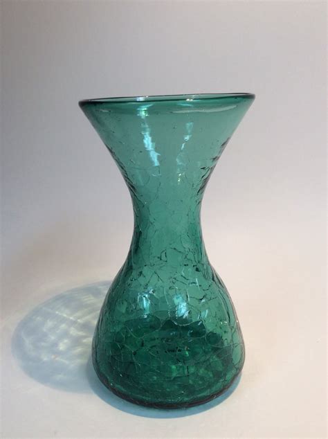 Blenko Glass Vintage Vase 5318 In Nile Green Crackle Hand Blown