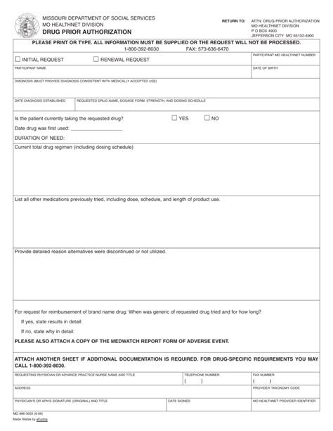Free Missouri Medicaid Prior Rx Authorization Form Pdf – Eforms