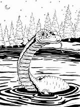 Coloring Loch Ness Cryptozoology Book sketch template