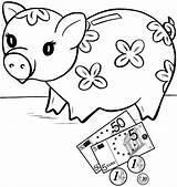 Bank Coloring Piggy Kids Pages Decorated Money Savings Flowers Teach Saving sketch template