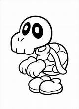 Coloring Mario Turtle Bros Skull sketch template