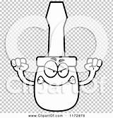 Screwdriver Mascot Mad Outlined Coloring Clipart Cartoon Vector Cory Thoman sketch template
