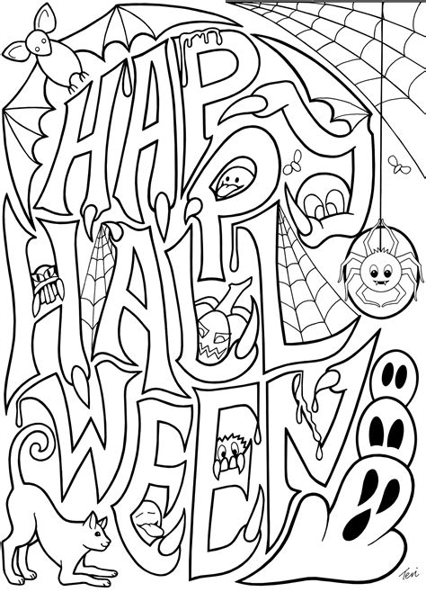 adult coloring book pages happy halloween  blue star color
