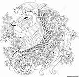Lion Coloring Pages Floral Adults Printable Elements Zentagle Print Book sketch template