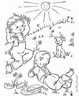 Coloring Spring Pages Kids Color Printable Sheets Kid Book Sunny Nature Sheet Boys Preschool Fun Colouring Outdoor Clipart Tu Shevat sketch template