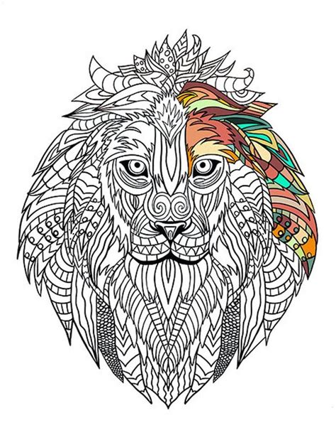 lion lio coloring pages mandala lion animal coloring etsy