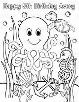 Sea Under Coloring Printable Pages Ocean Drawing Animals Underwater Birthday Colouring Theme Personalized Scene Kids Color Preschool Clipart Print Pdf sketch template