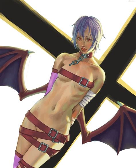 hentai bandages bat wings belt blush buckles capcom chains
