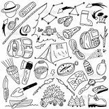 Camping Coloring Pages Gear Colouring Doodles Print Color Stock Camp Getdrawings Getcolorings Printable sketch template