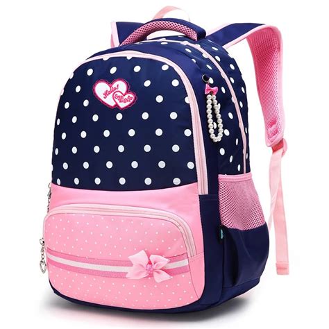 Beautiful Girls Backpack Pink Bow Decorations Waterproof Nylon School