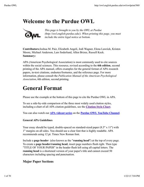 format owl purdue sample paper  style format dacc writing