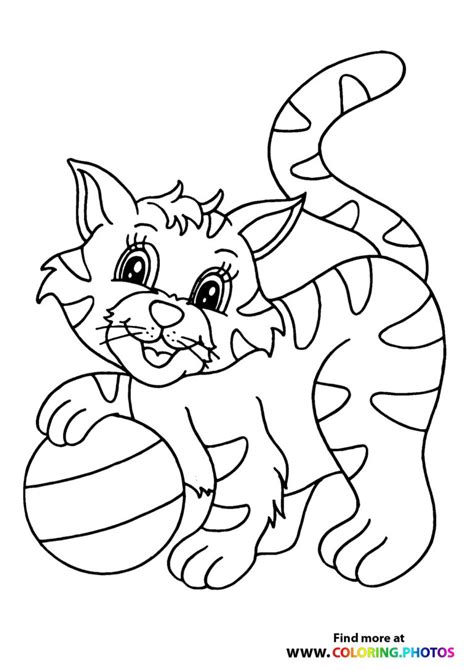 cat playing   ball coloring pages  kids
