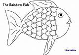 Fish Rainbow Coloring Pages Printable Template Drawing Kids Colouring Trout Preschool Sparklebox Cartoon Ict Outline Colour Clipart Print Kid Cute sketch template