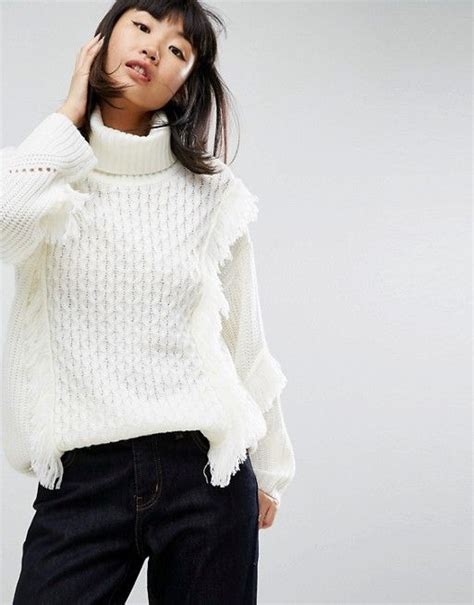 asos sweater  oversized  cable  fringe detail asos asos sweater chunky cable knit