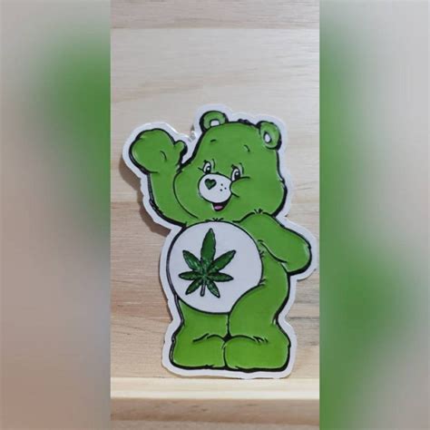 green weed care bear sticker etsy