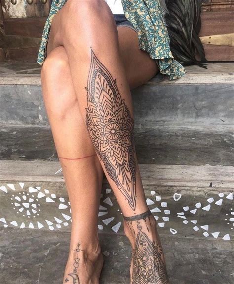 pretty tattoos mandalatattoo shin tattoo tattoos foot tattoos
