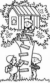 Coloring Tree Treehouse House Pages Kids Hide Seek Playing Boomhutten Print Chavez Kleurplaten Cesar Colouring Printable Houses Annie Clipart Size sketch template