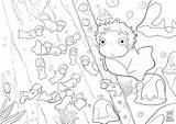 Ponyo Coloring Ghibli Miyazaki Hayao Kiki トトロ Coloringhome Spirited Par Totoro Anime Sketch sketch template