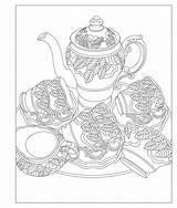 Coloring Pages Tea Party Adult Elegant Coffee Choose Board sketch template