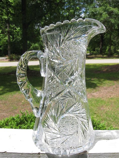 antique american brilliant cut glass pitcher  antiquesonascot