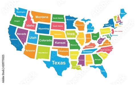 colorful usa map  states vector illustration buy  stock