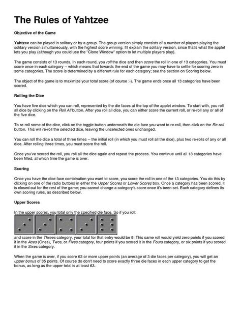 yahtzee rules printable google search yahtzee rules yahtzee game