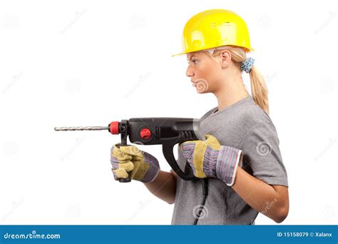 lady construction worker stock image image  hand lady