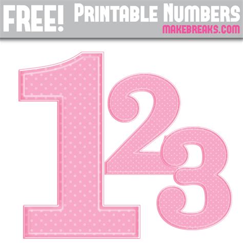 Free Pink Polka Dot Printable Numbers 0 9 Make Breaks