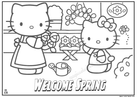 kitty spring coloring pages teresaterobles